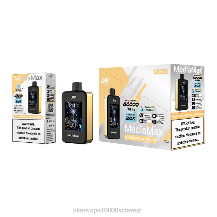 Pfirsich-Mango-Wassermelone- JNR vape review JNR MediaMax 40.000 Puff 6V6V15